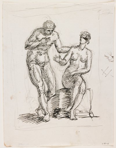 Study of a Standing Male Nude and Seated Female Nude by Pelagio Palagi